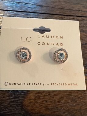 FREE in bundle  NWT LC Lauren Conrad Rose Gold Halo Earrings with Clear Crystals